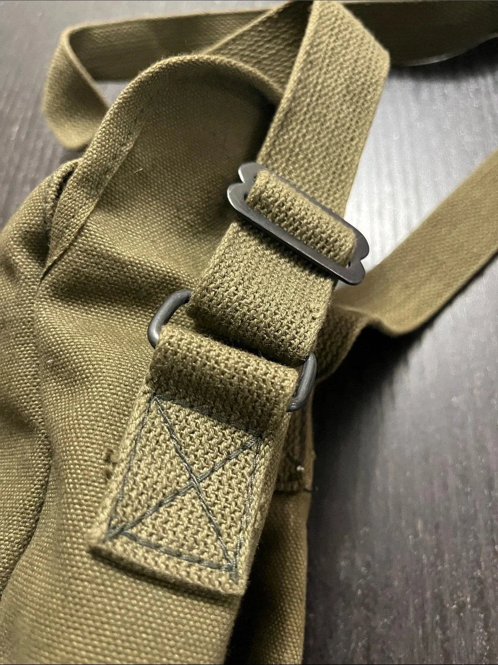 Army Olive Canvas Messenger Bag with Dual Front Pockets